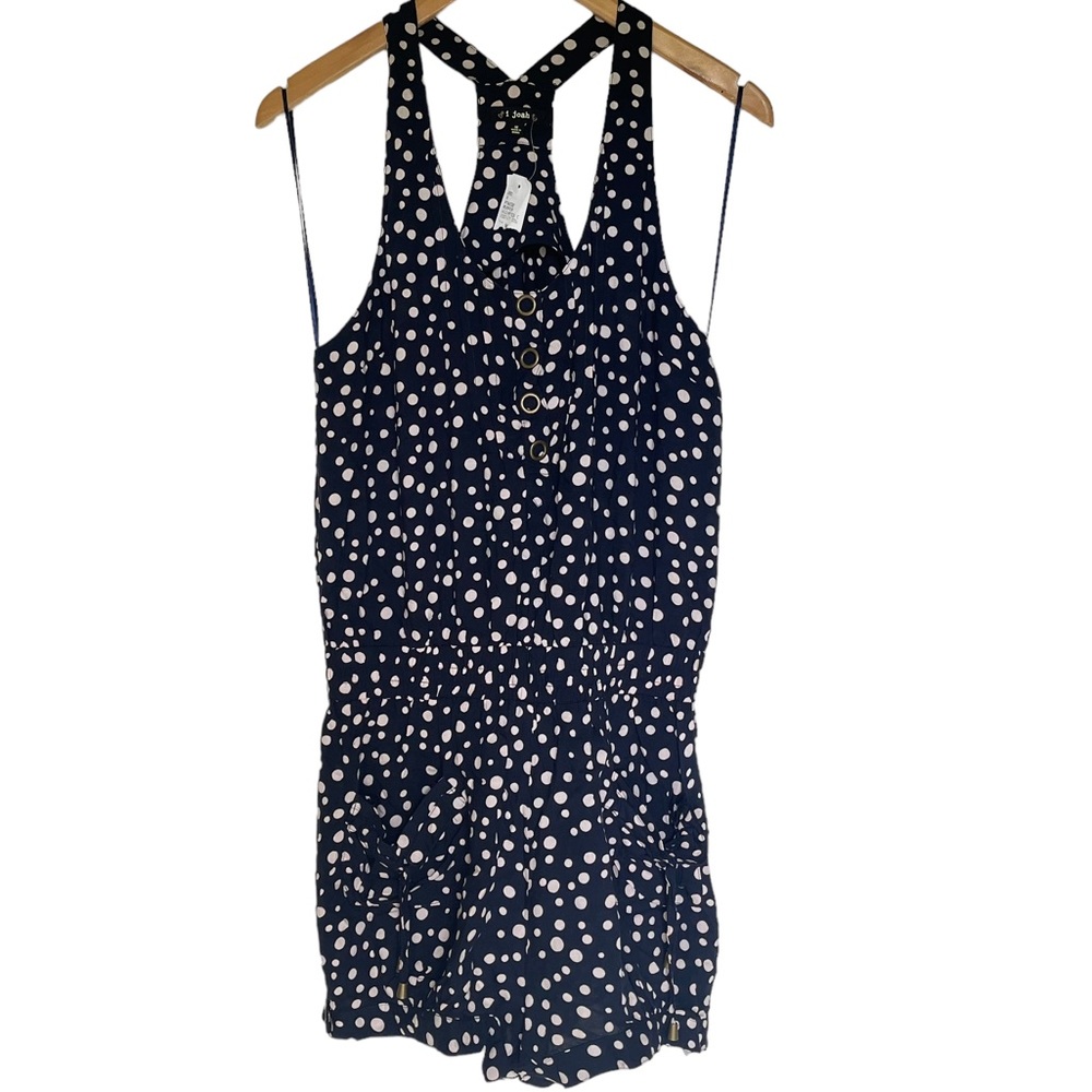 i joah Black Romper With Cream Polka Dots  Size Medium